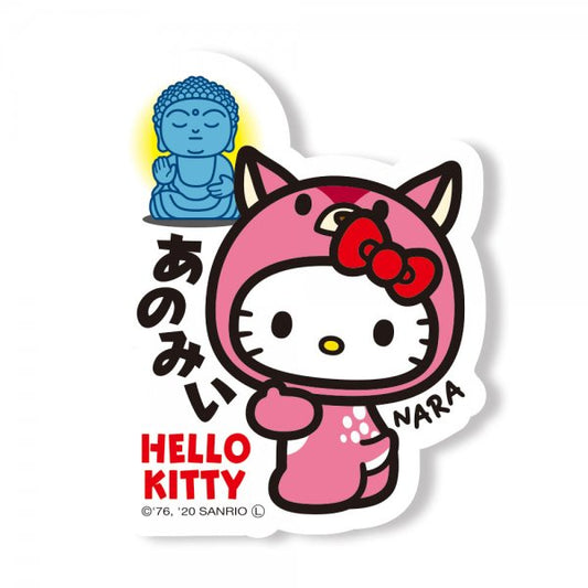 Hello Kitty Gotochi Sticker Nara Deer and Buddha